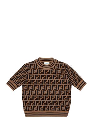 tshirt in viscosa marrone FENDI KIDS | JFG069AEYDF15B6